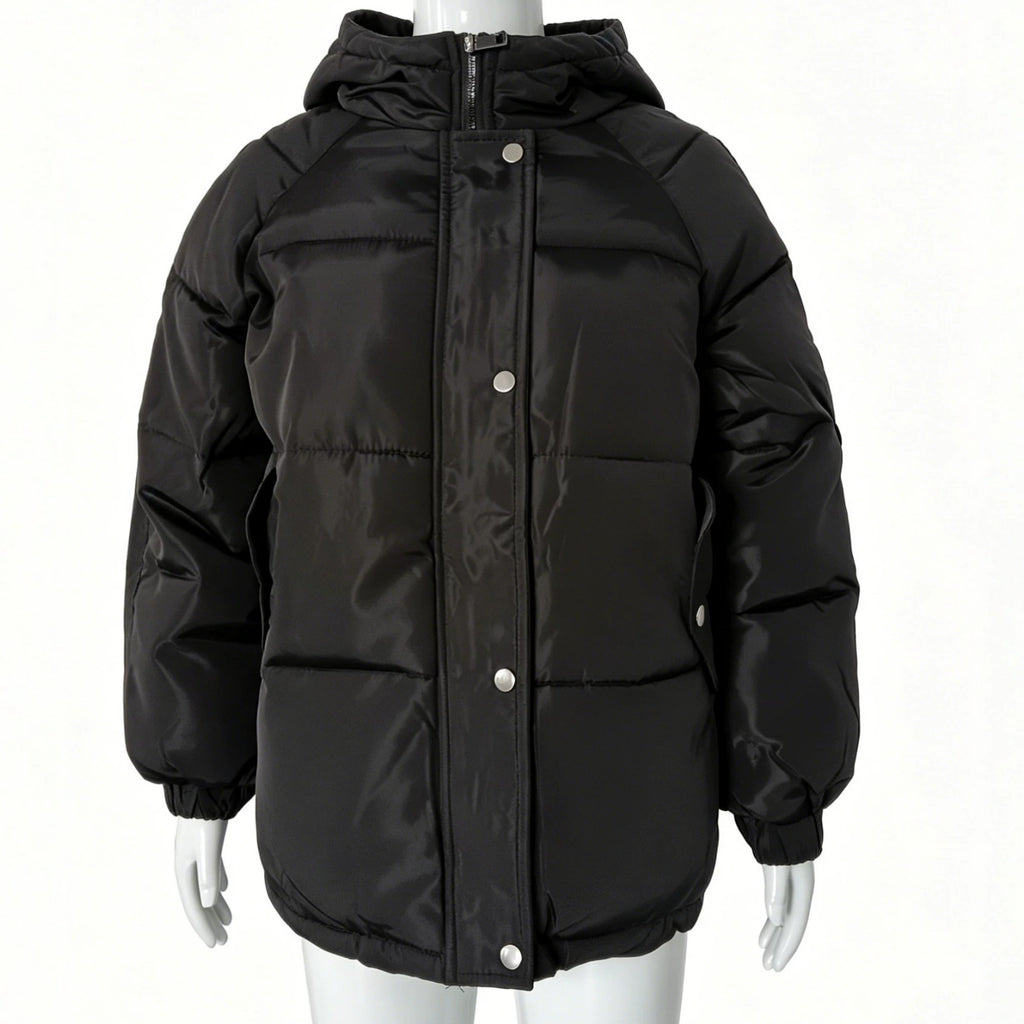 Gefütterter Patchwork-Wintermantel mit Kapuze
