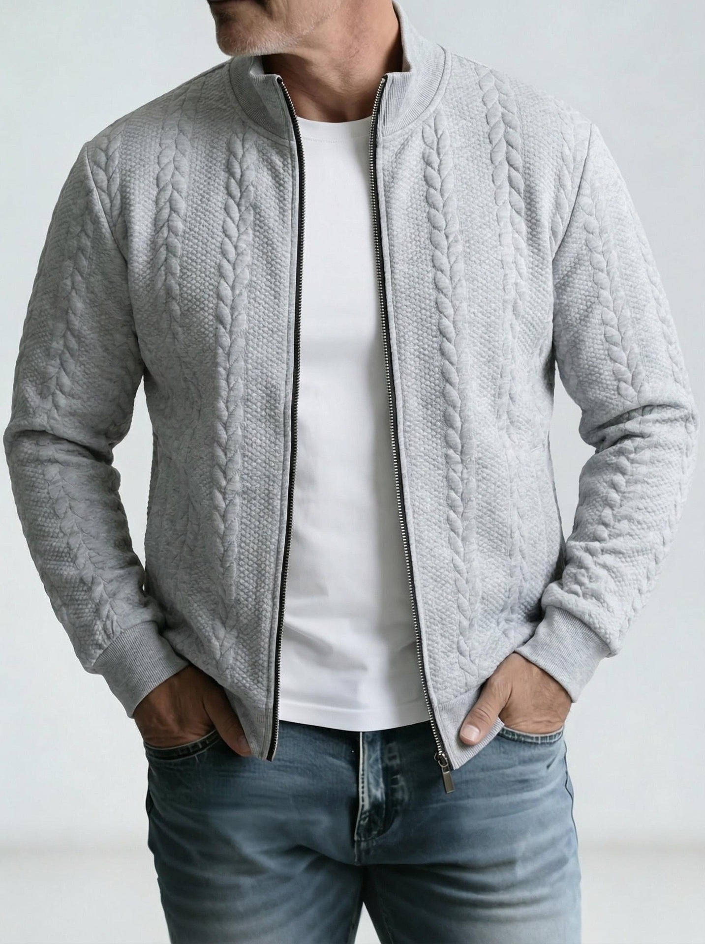 Jacquard Stehkragen Jacke für Herren