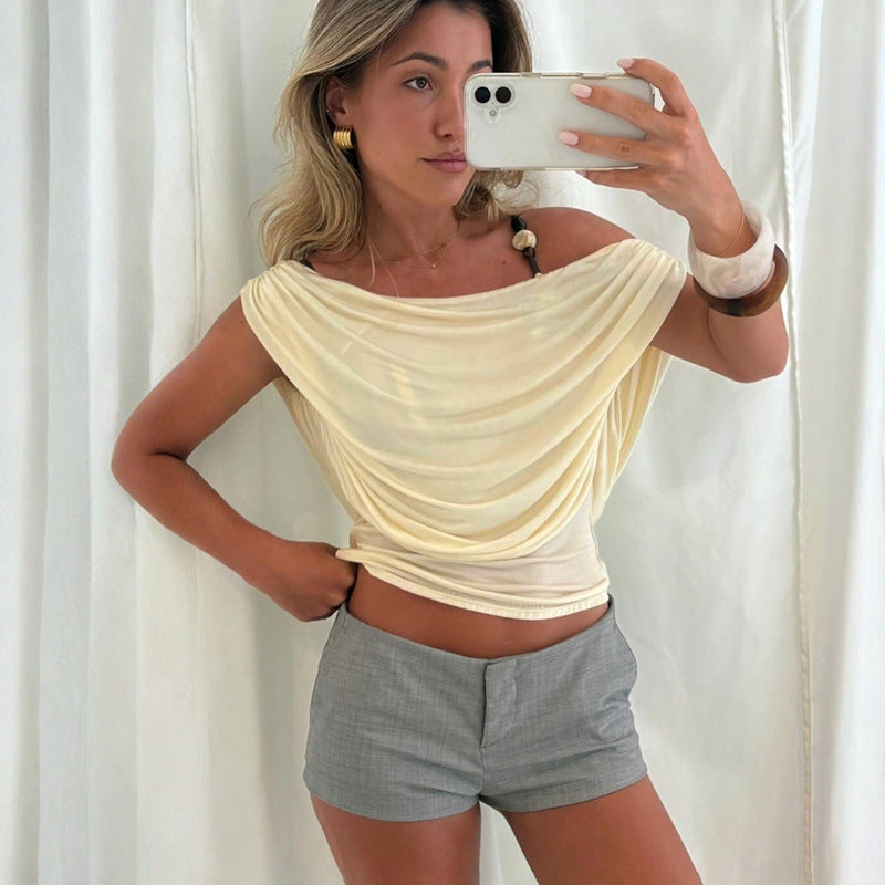 Ärmelloses Off-Shoulder Top mit U-Boot-Ausschnitt