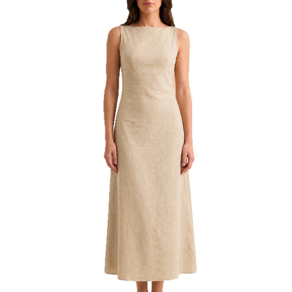 Elegantes ärmelloses Midi-Kleid aus Baumwolle – Bild 5 | LuxeStyle