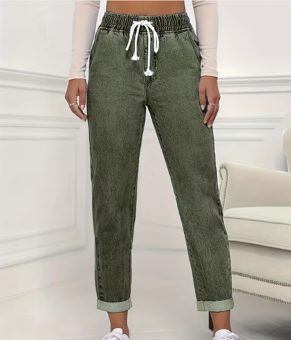 Grüne Straight-Leg Jeans