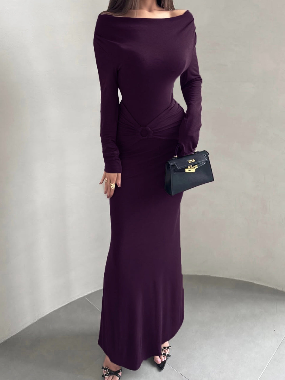 Lila Bodycon-Kleid mit hohem Taillenschnitt – Bild 4 | LuxeStyle