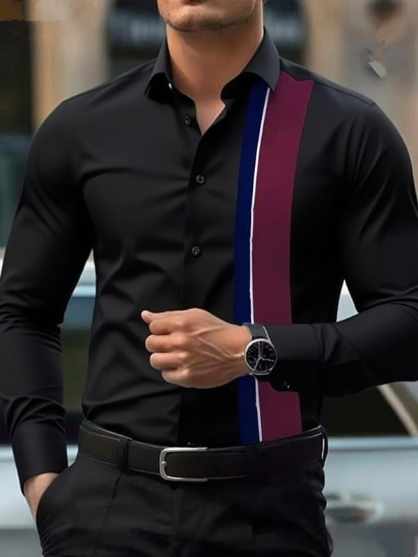 Color-Block Langarmhemd für Herren – Bild 8 | LuxeStyle
