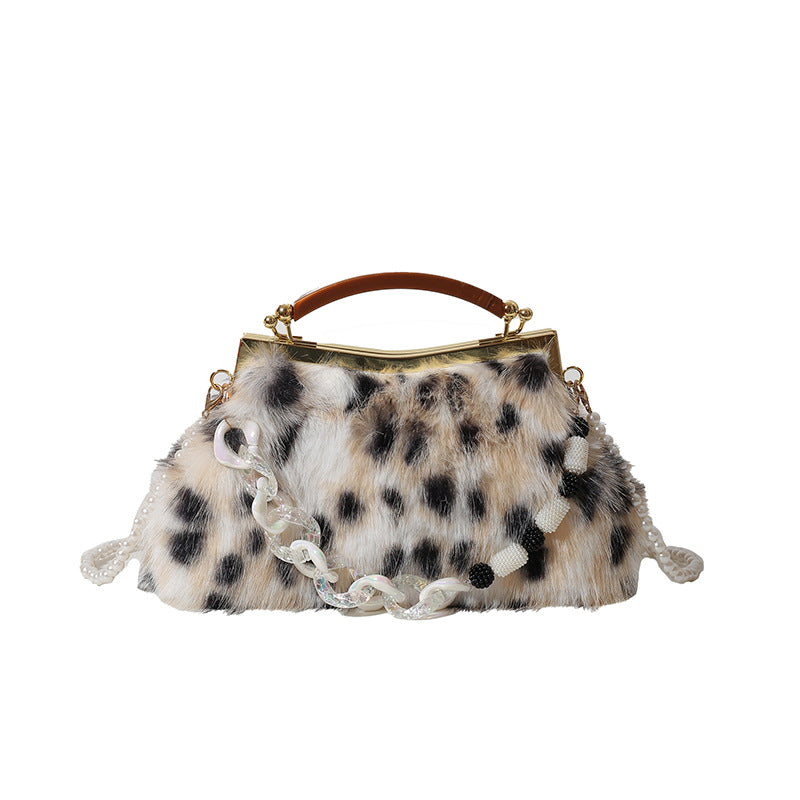 Plüsch-Schalenhandtasche mit Kettenriemen – Bild 5 | LuxeStyle