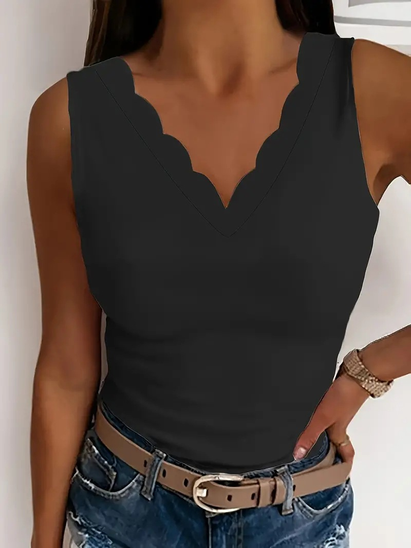 V-Neck Camisole mit Wellenkante