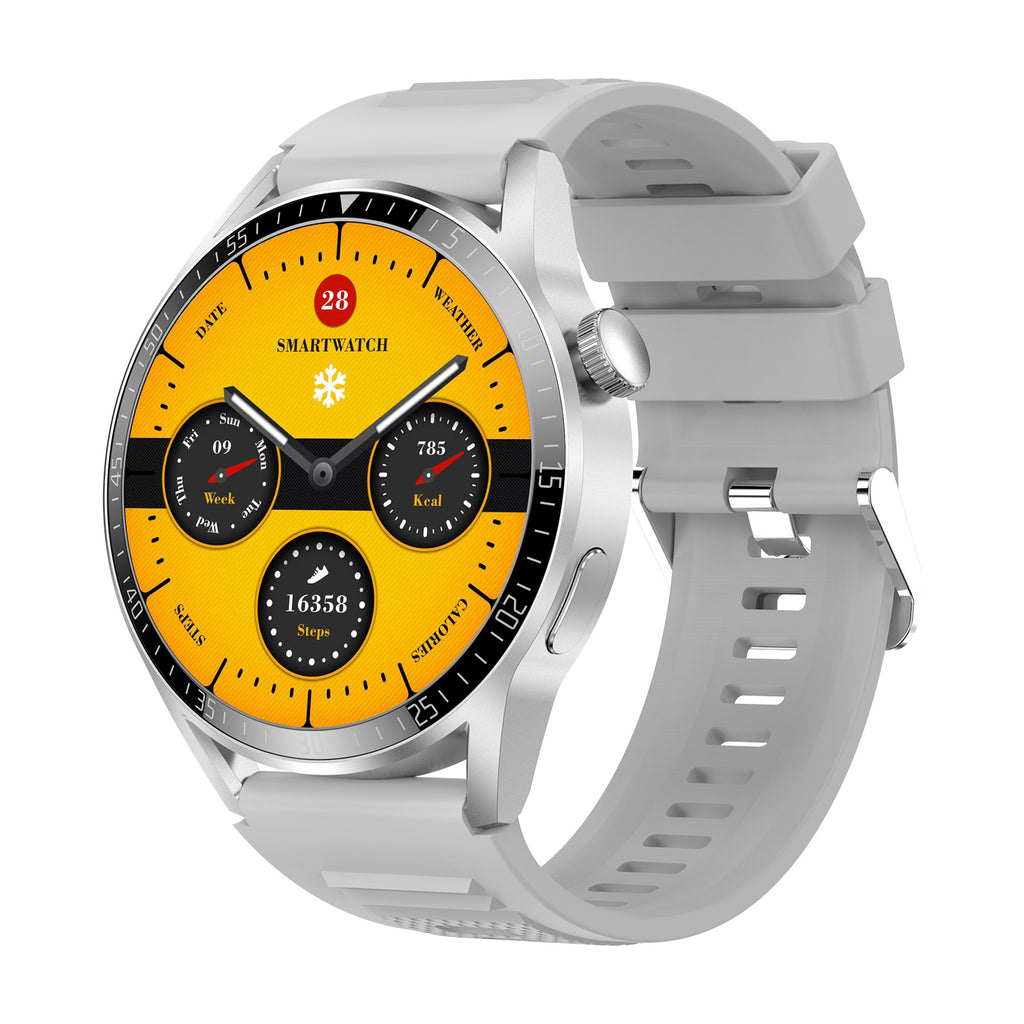 Smartwatch rund mit Bluetooth-Telefonie und Herzfrequenz
