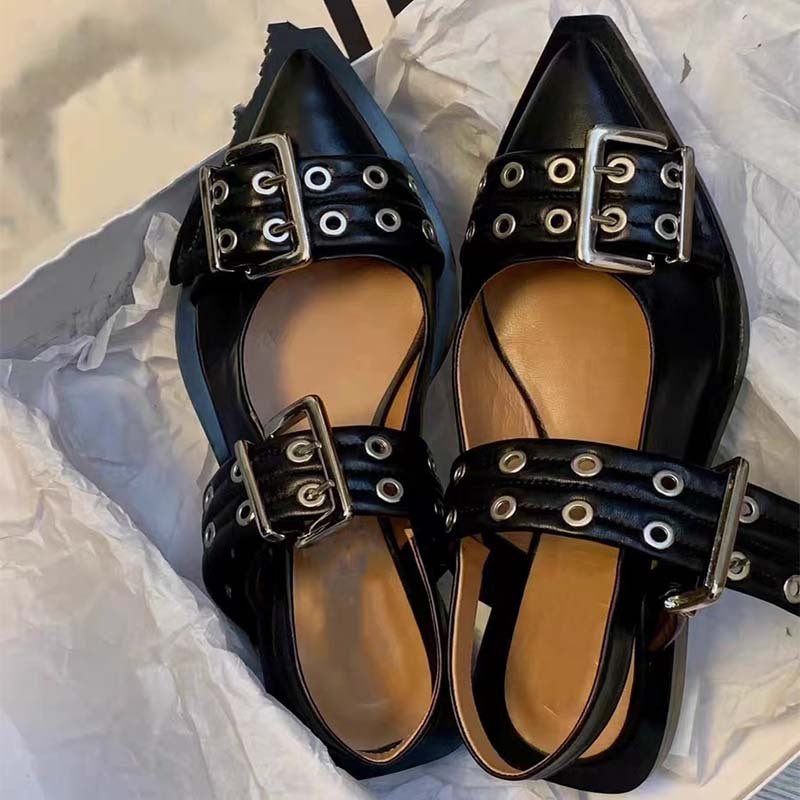 Spitze Mules mit Schnalle aus Leder – Bild 14 | LuxeStyle