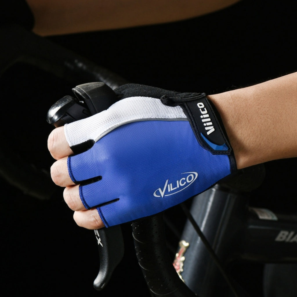 Atmungsaktive Anti-Rutsch Velo-Handschuhe (Halbfinger)