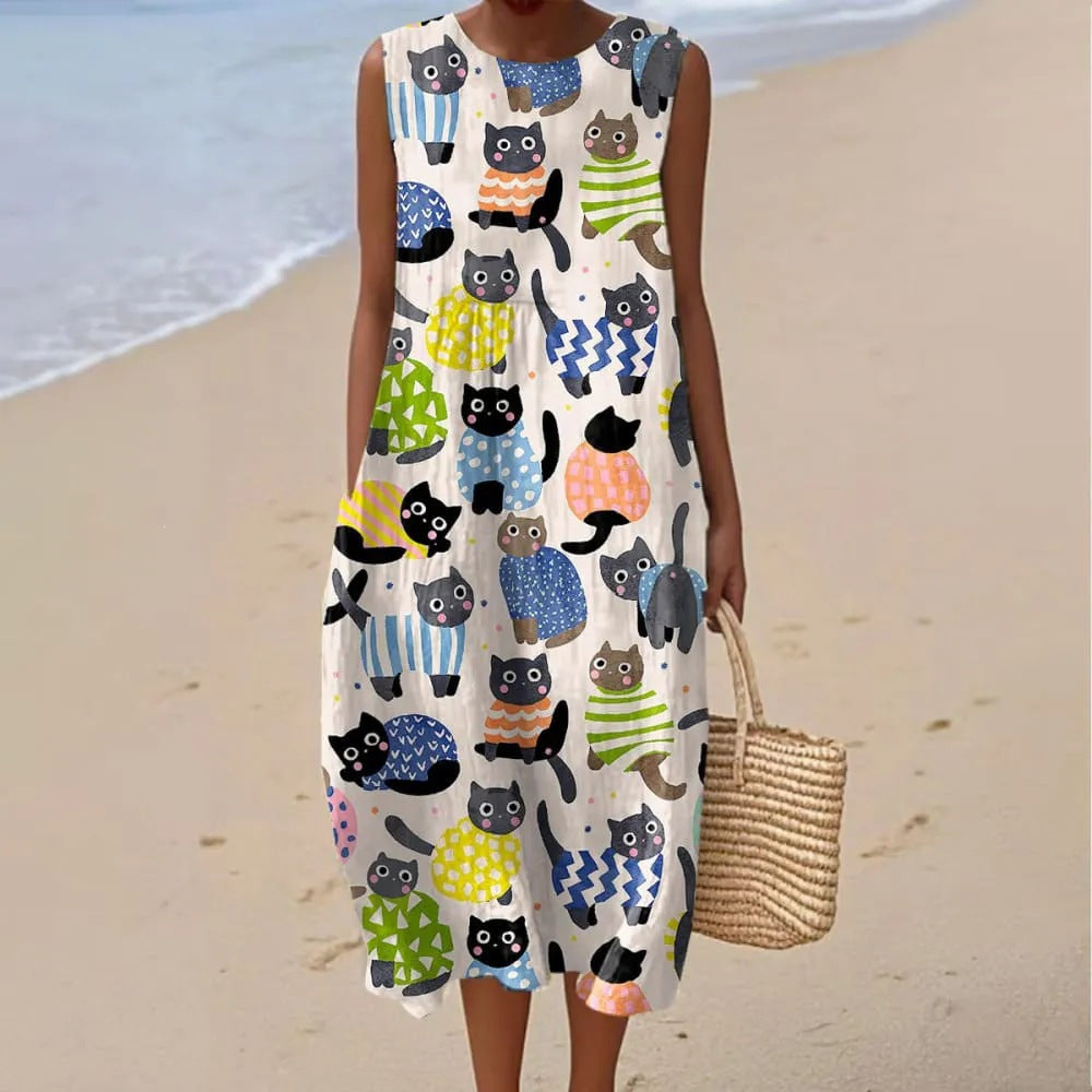 Ärmelloses Midikleid mit 3D-Print – Bild 4 | LuxeStyle