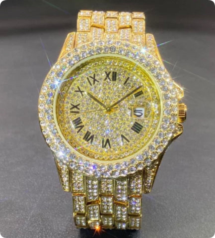 Premium-Diamant Herrenquarzuhren mit Kalendarfunktion