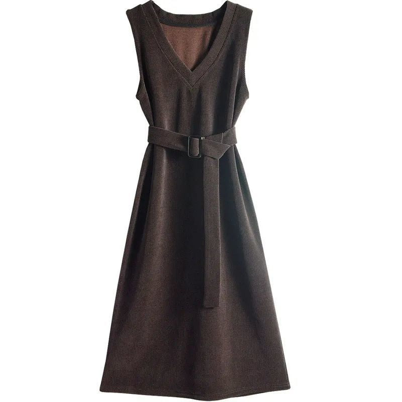 Ärmelloses V-Neck Strickkleid – Bild 3 | LuxeStyle