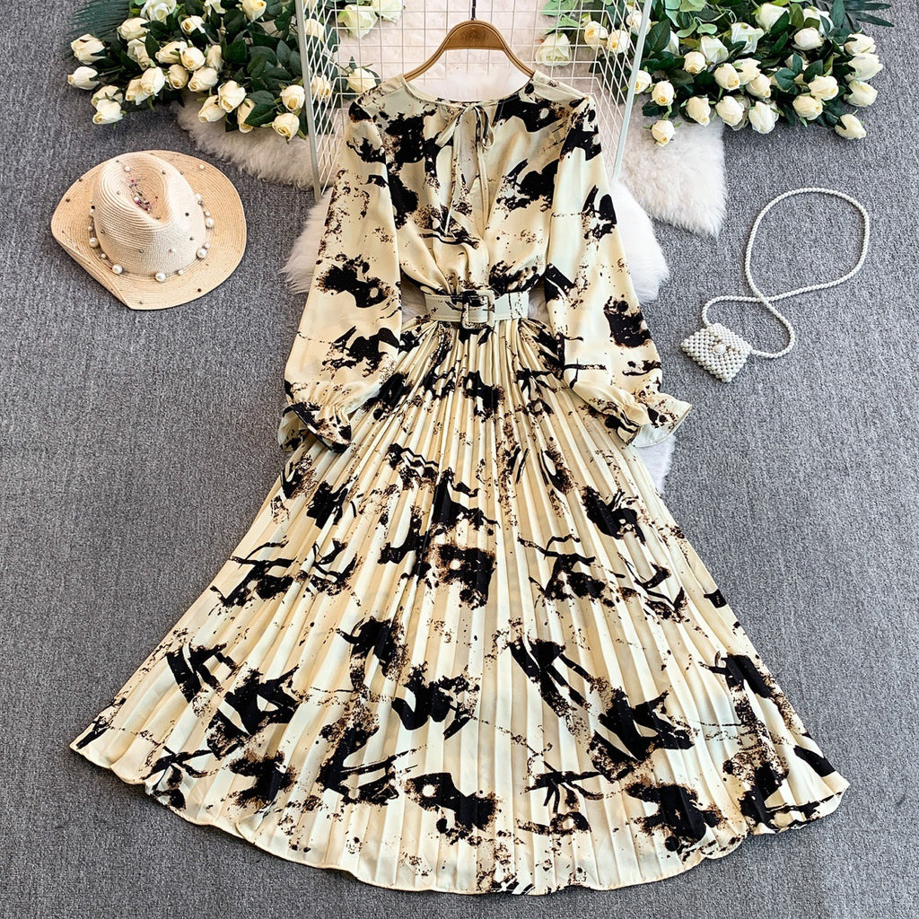 Bedrucktes Midikleid mit weitem Faltenrock – Bild 9 | LuxeStyle