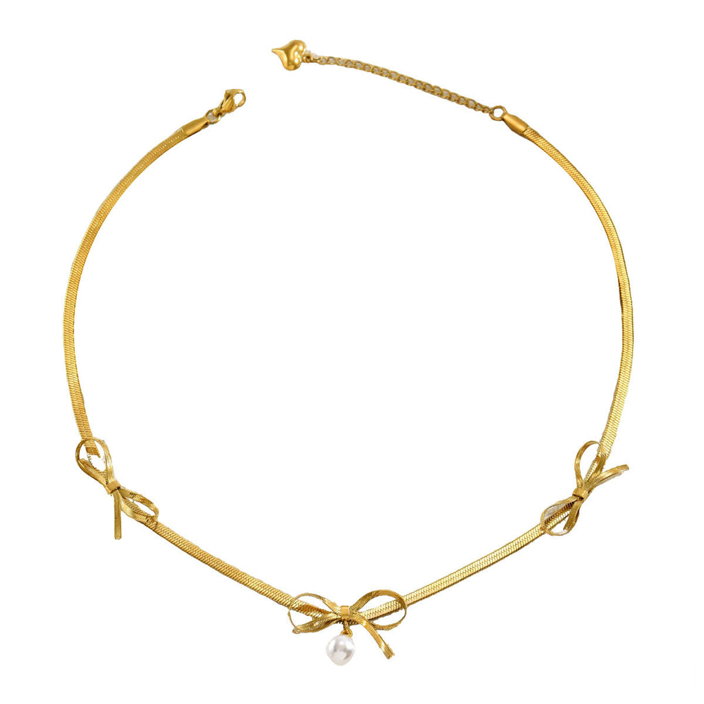Schlange-Kette mit Perlen-Schleifen-Anhänger – Ansicht 5