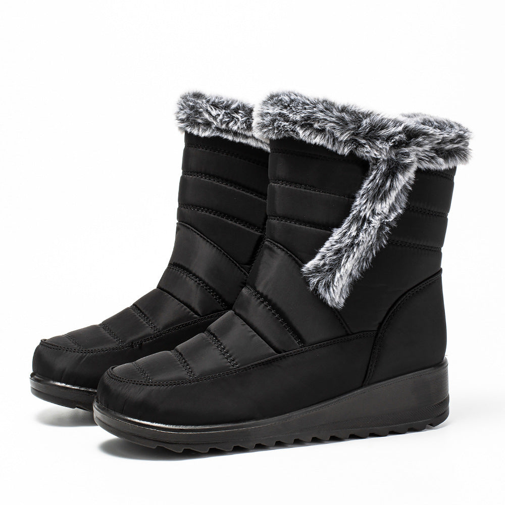 Gefütterte Damen-Schneestiefel mit Kunstfellkragen