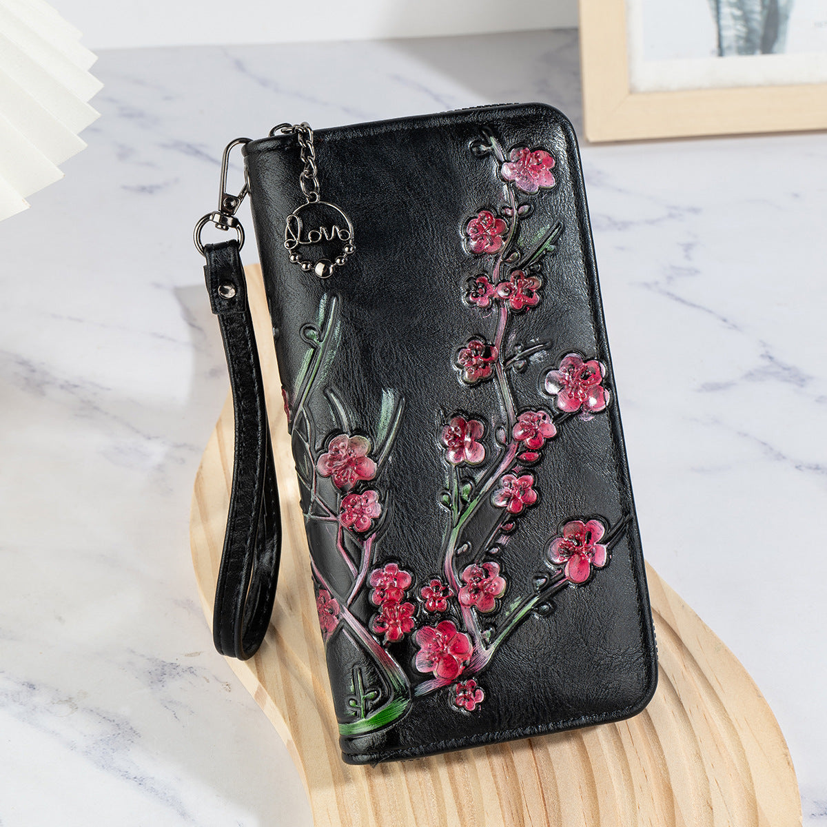 Handtasche mit Blumenprägung und Reissverschluss – Bild 7 | LuxeStyle