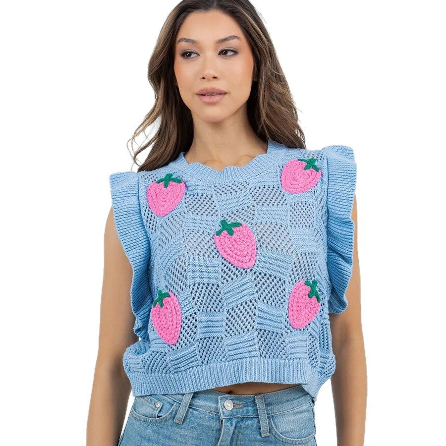 Gestrickte ärmellose Weste mit Aushöhlungen – Ansicht 6