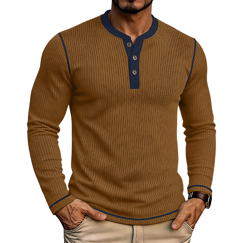 Herren Langarmshirt mit Farbblock Henley