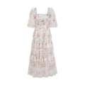 Besticktes A-Linien-Kleid mit Blumenmuster