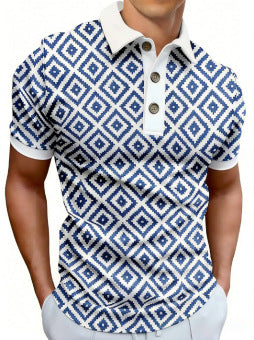 Herren-Polo mit 3D-Druck-Muster