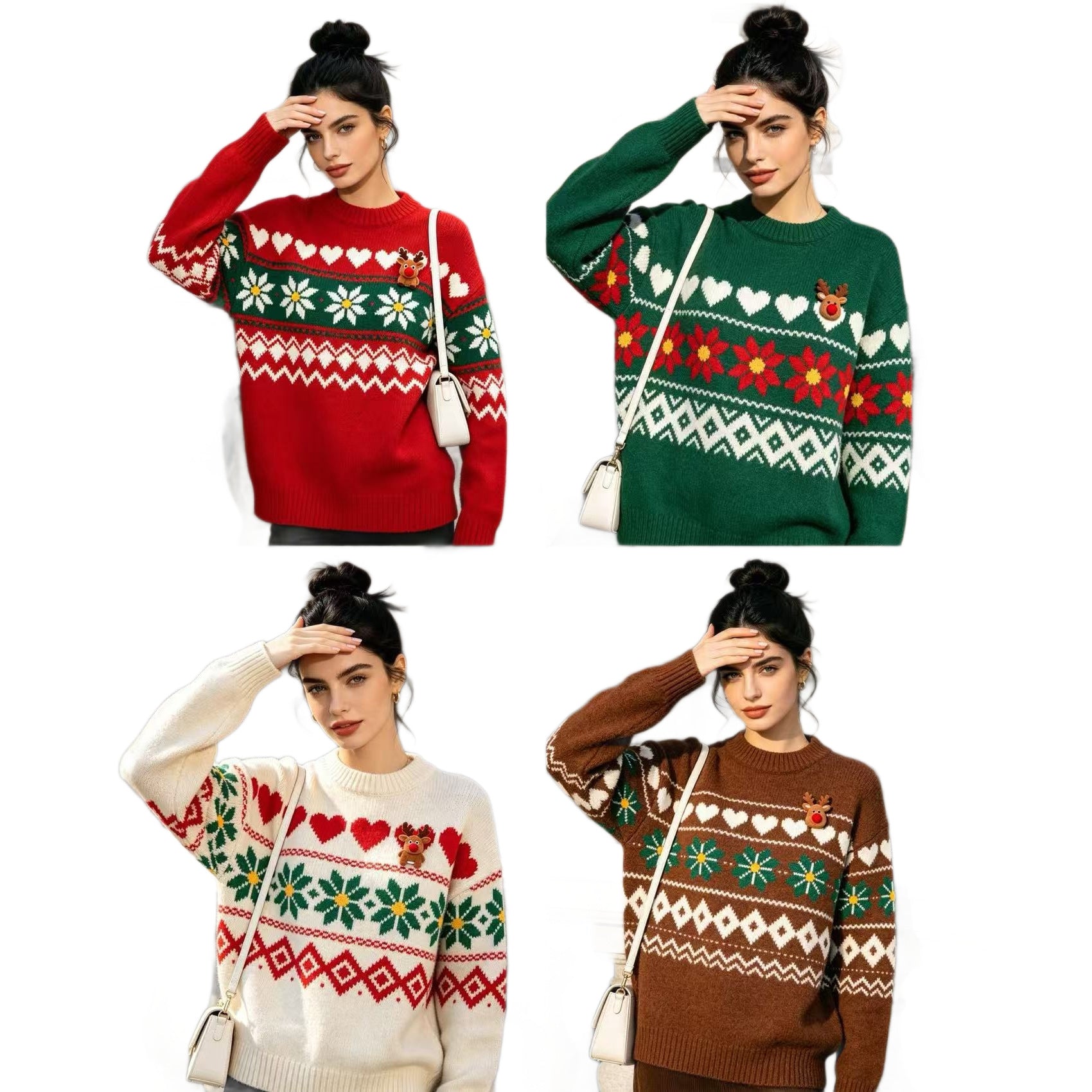Retro Strickpullover mit Rundhals