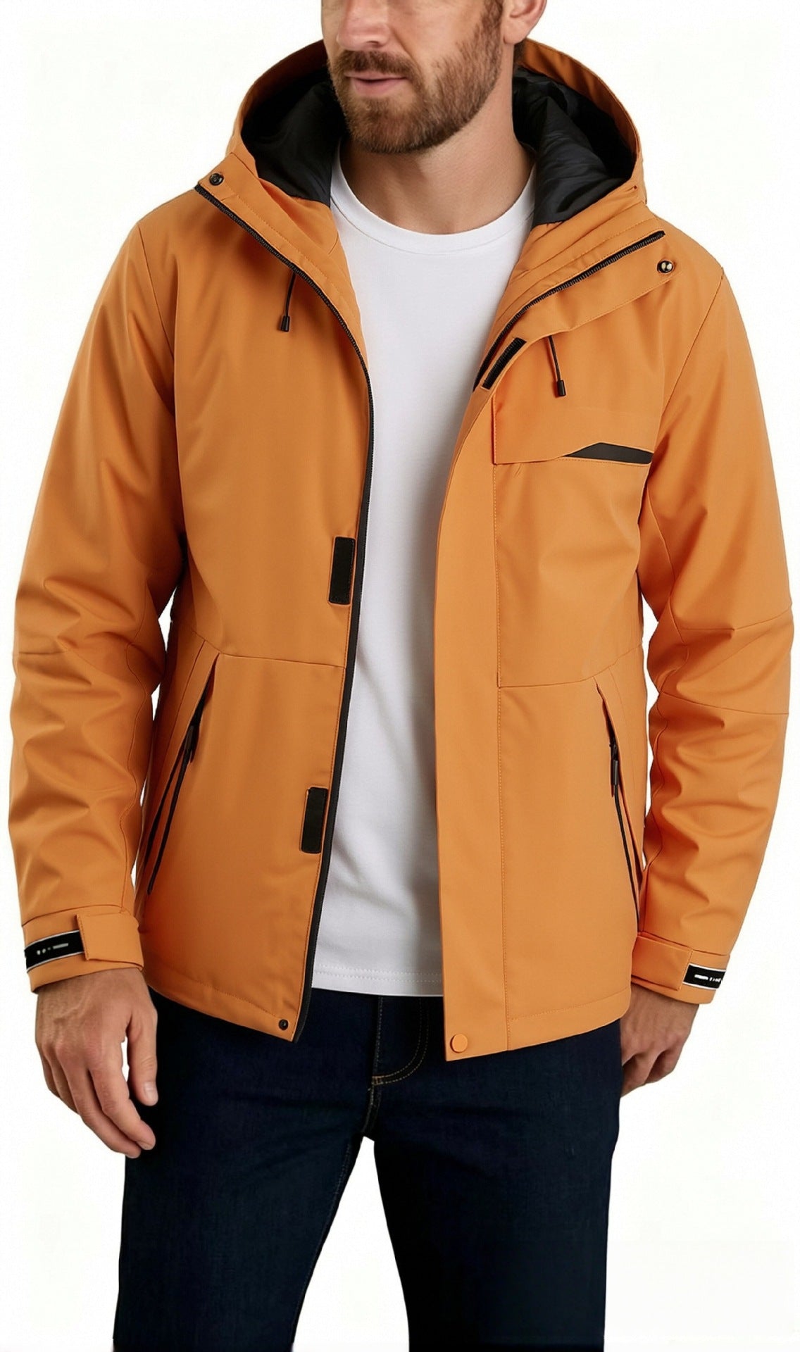 Herren Outdoor-Jacke, unifarben, lockere Passform