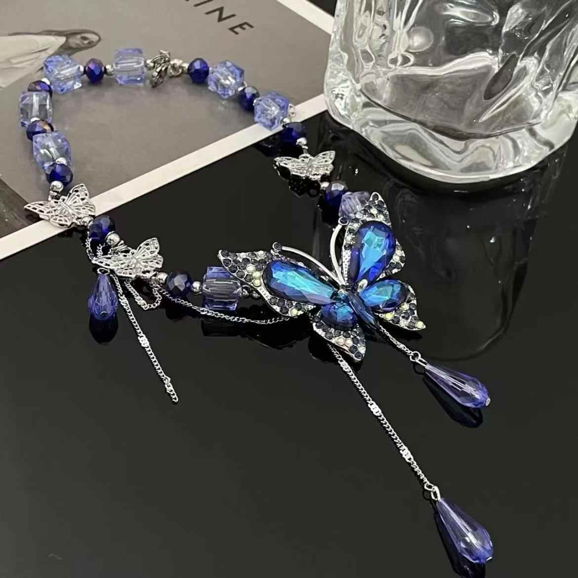 Taillenkette "Butterfly & Waterdrop"