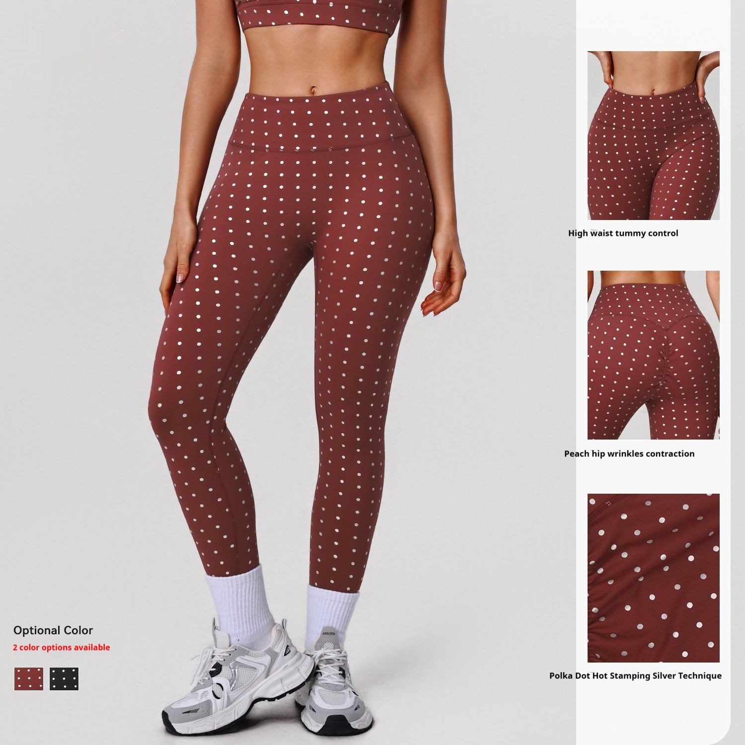 High-Waist Yoga-Pants mit Polka-Dots
