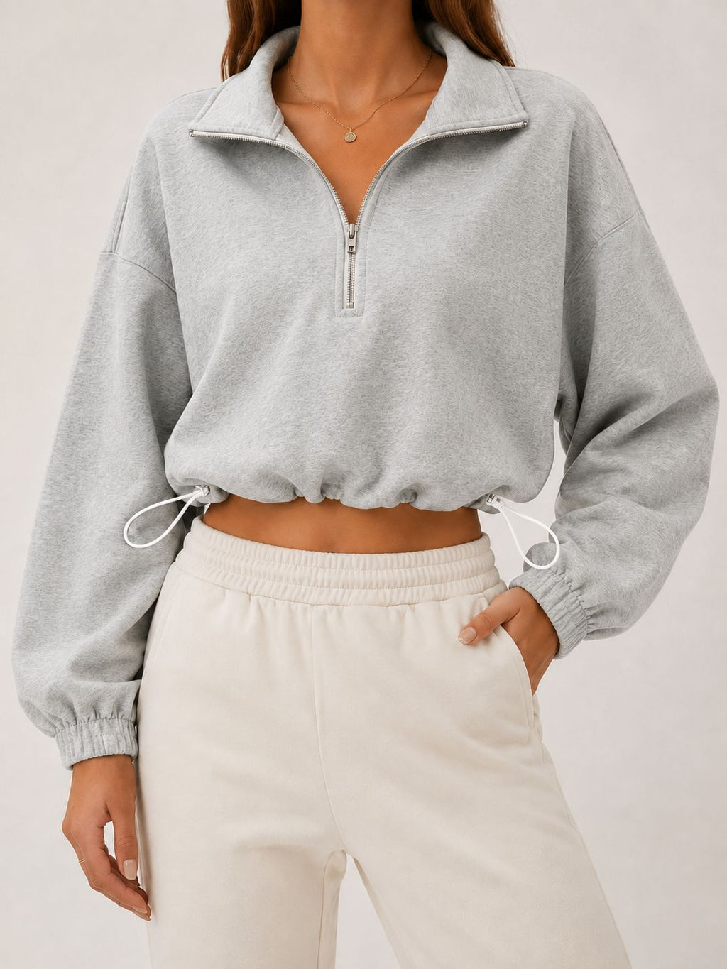 Loose-fit Langarm-Top mit Tunnelzug