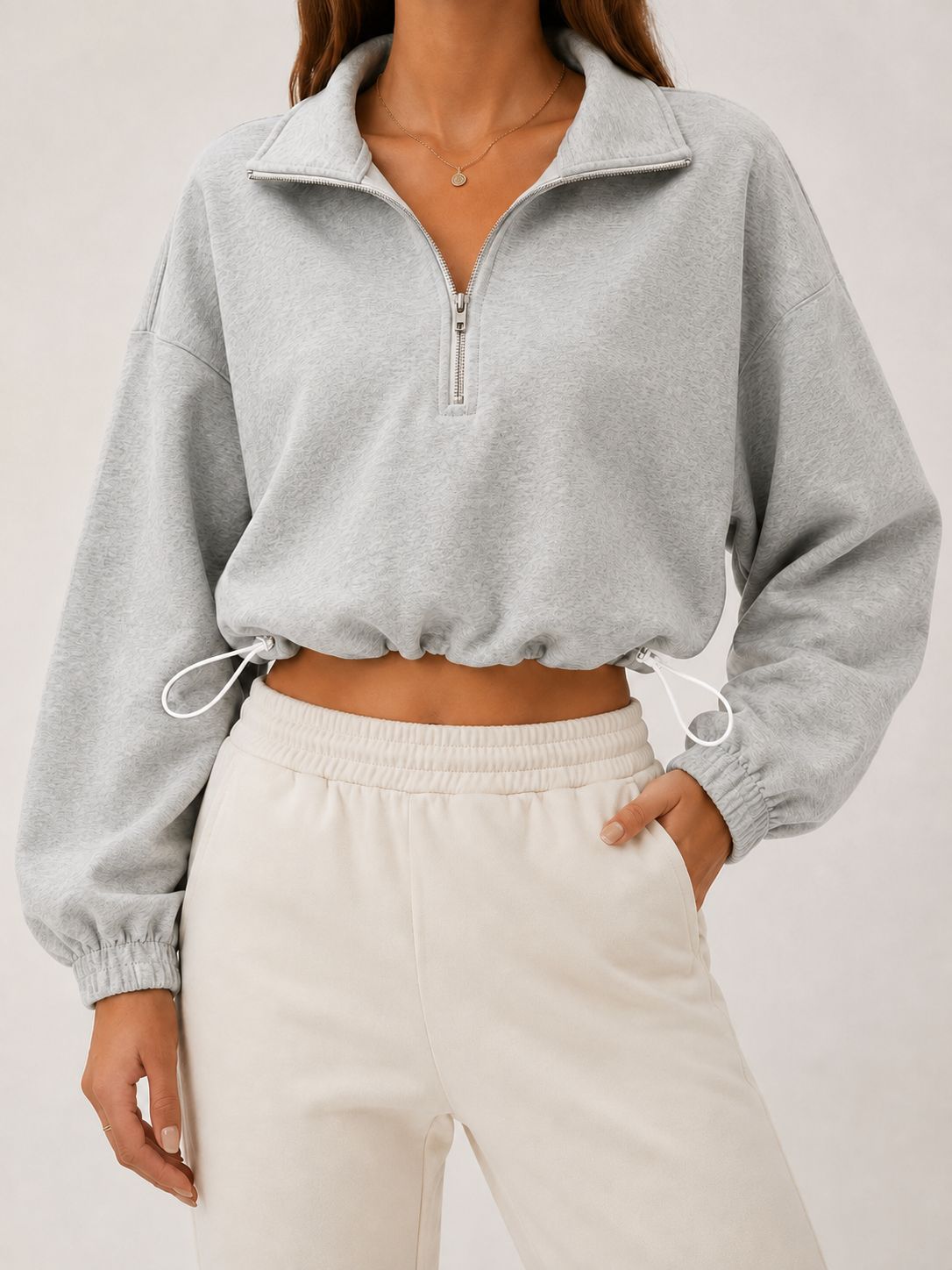 Loose-fit Langarm-Top mit Tunnelzug