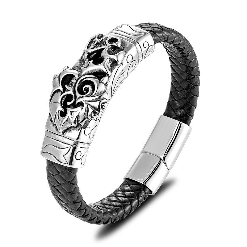 Lederarmband mit Titan-Stahl-Akzenten für Herren – Bild 10 | LuxeStyle