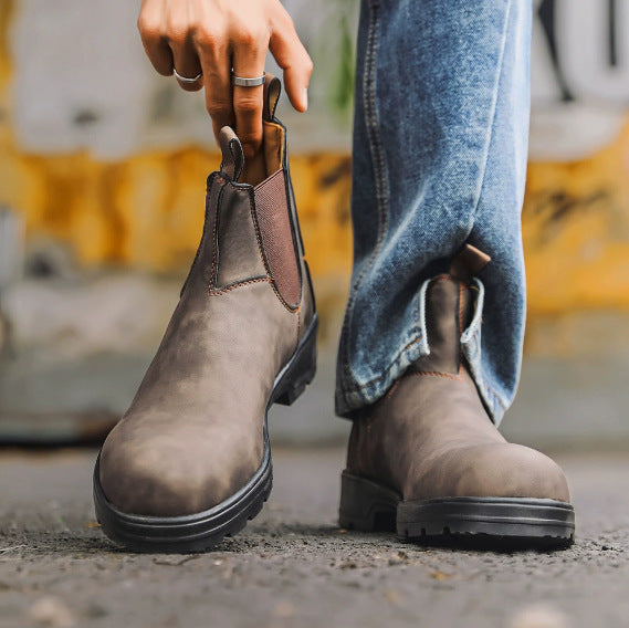 Retro-Ankle Boots mit klobiger Sohle