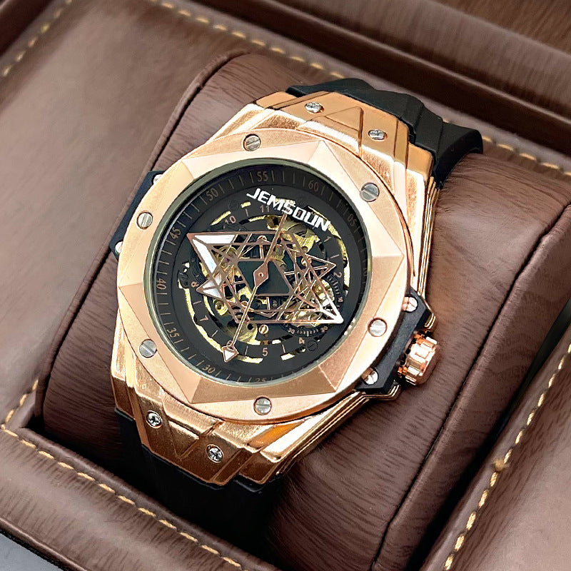 Automatische Skelett-Herrenuhr mit Silikonarmband – Bild 4 | LuxeStyle