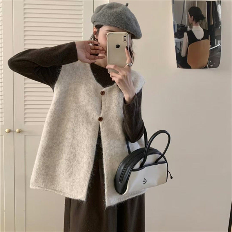 Knit-Weste im koreanischen Casual-Stil
