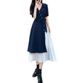 Midikleid «Bluette» – Fake-2-Teiler mit V-Ausschnitt – LuxeStyle