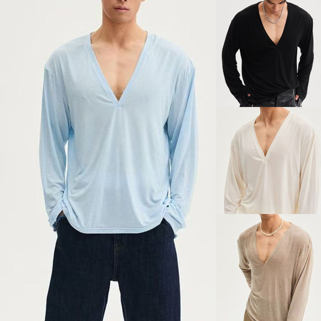 Herren Langarmshirt mit Ueberschnittenen Schultern – Bild 7 | LuxeStyle