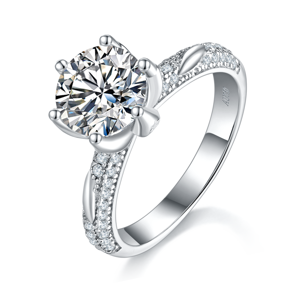 Moissanit-Ring aus S925 Sterling Silber, Platinbeschichtet