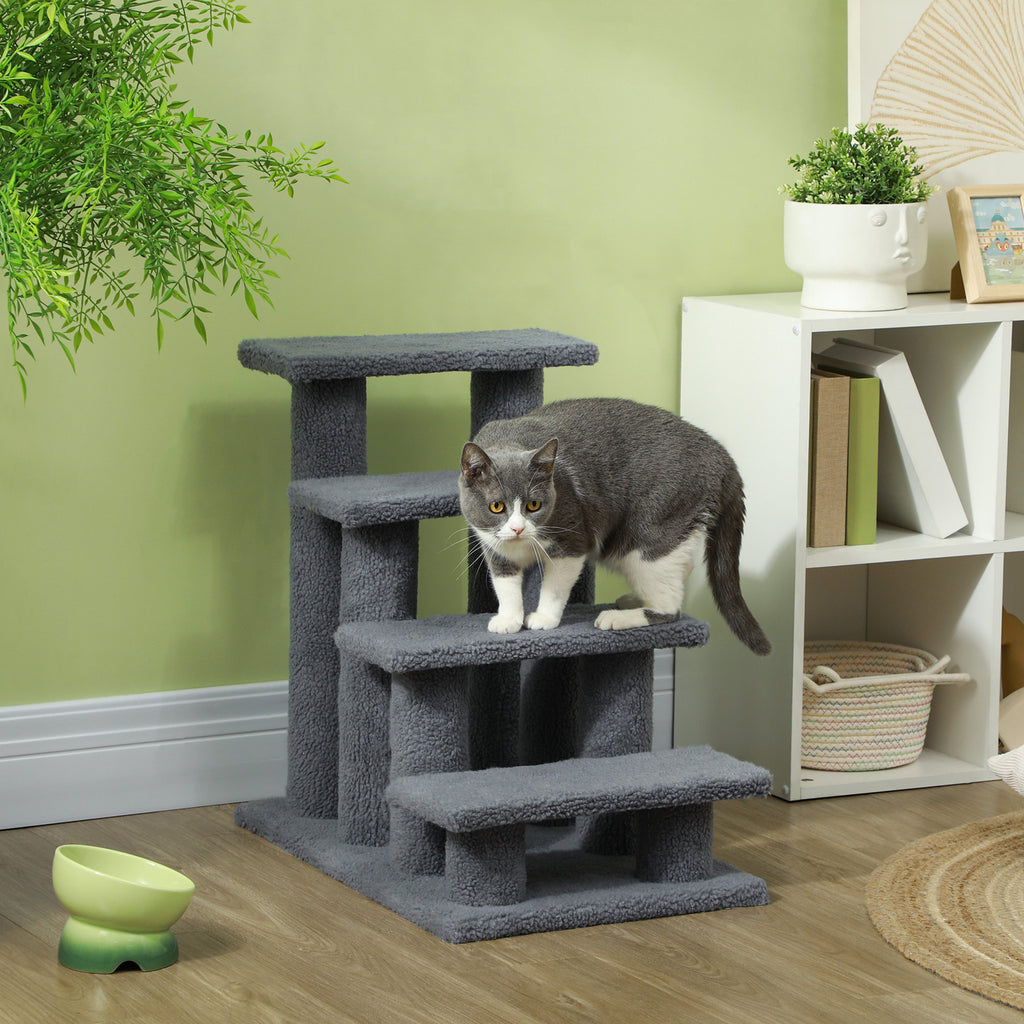 Kratzbaum-Treppe für Katzen, 4 Stufen, Grau