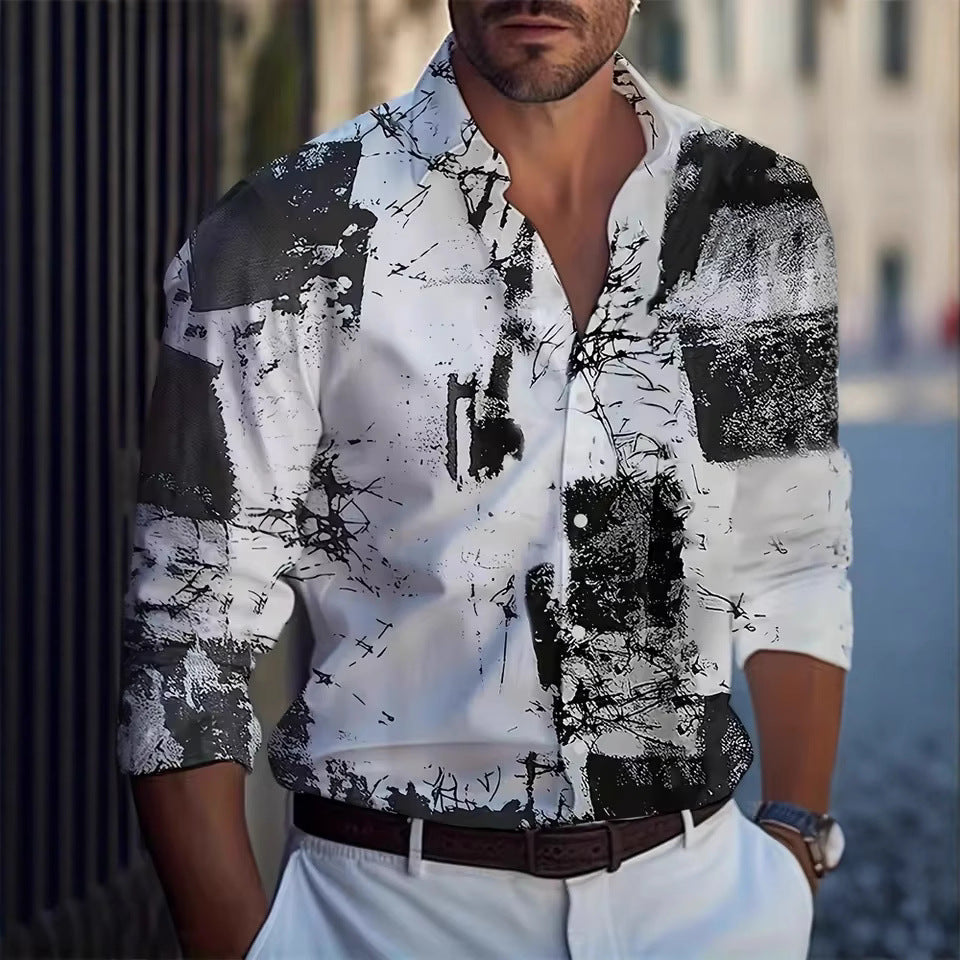 Herren Langarmhemd mit Streifen und Palmenmuster – Bild 11 | LuxeStyle