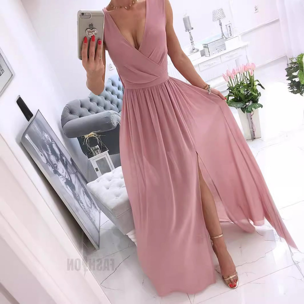 Ärmelloses V-Ausschnitt Kleid – Bild 2 | LuxeStyle