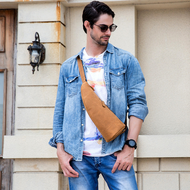 Retro Brusttasche aus echtem Leder