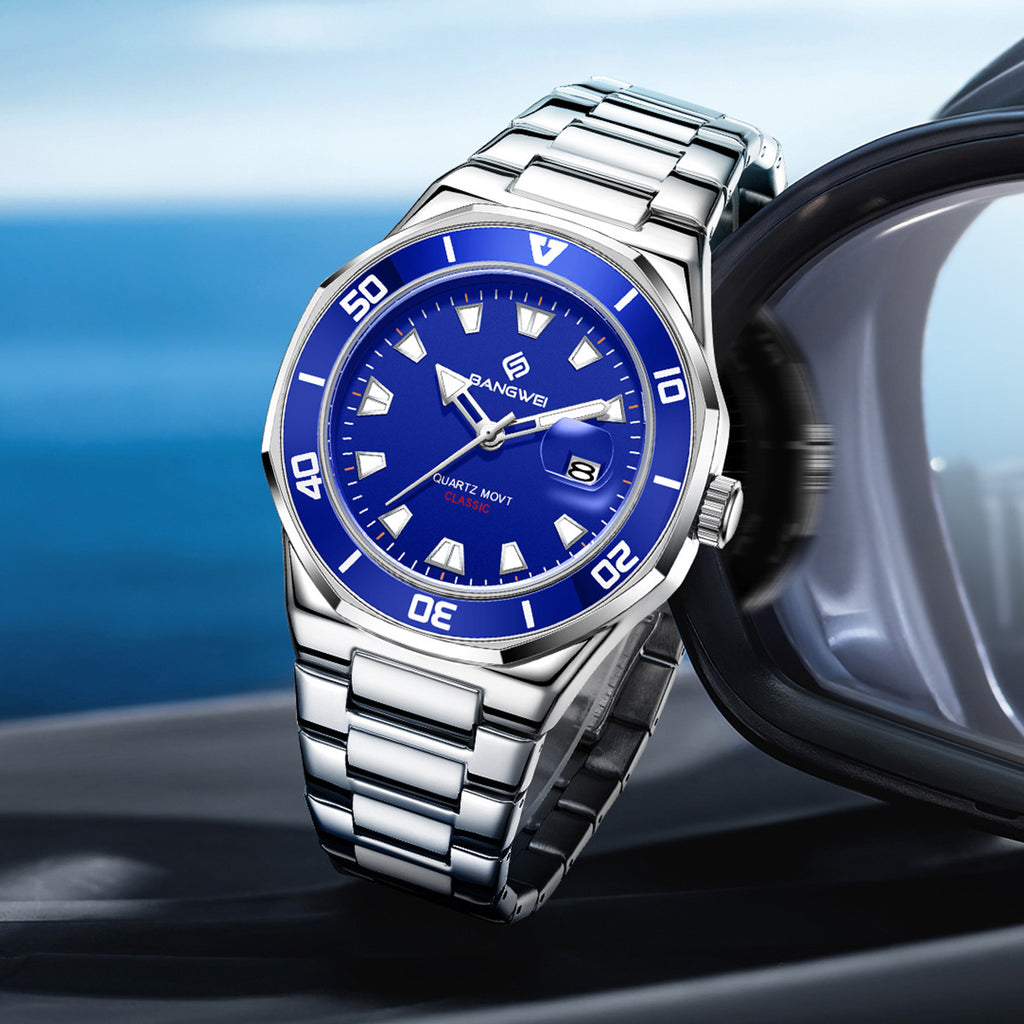 Herren-Quartz-Armbanduhr mit grossem Zifferblatt