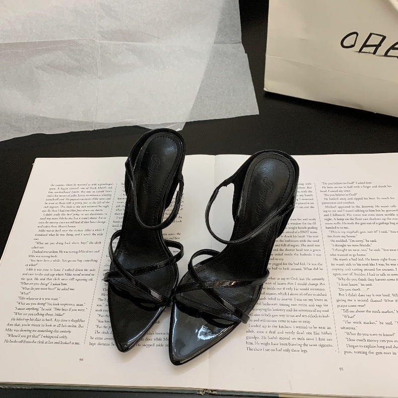Weinrote Stiletto-Sandalen mit Fischmaul-Zehenpartie | LuxeStyle