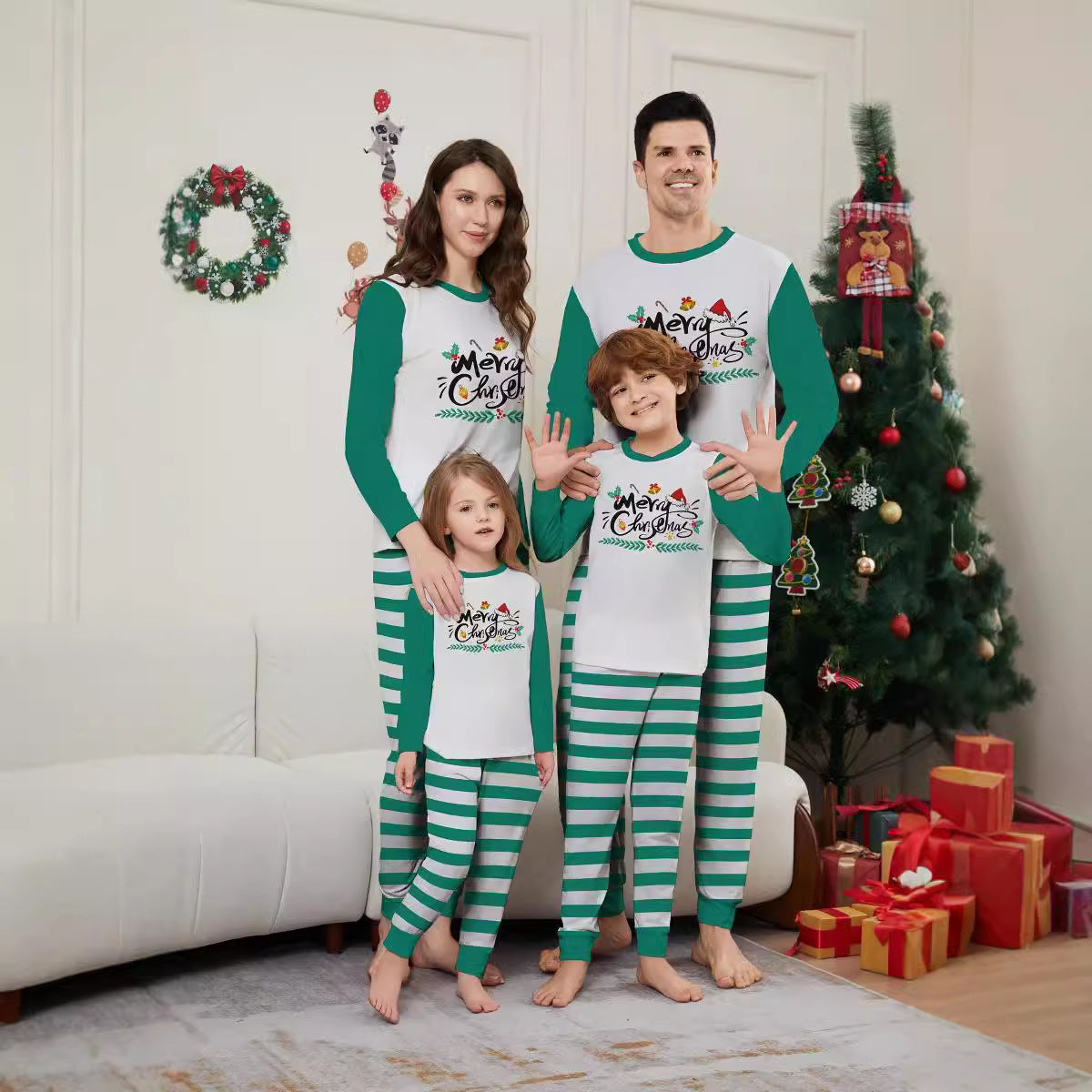 Weihnachts-Partnerlook Blau-Weiss Gestreift
