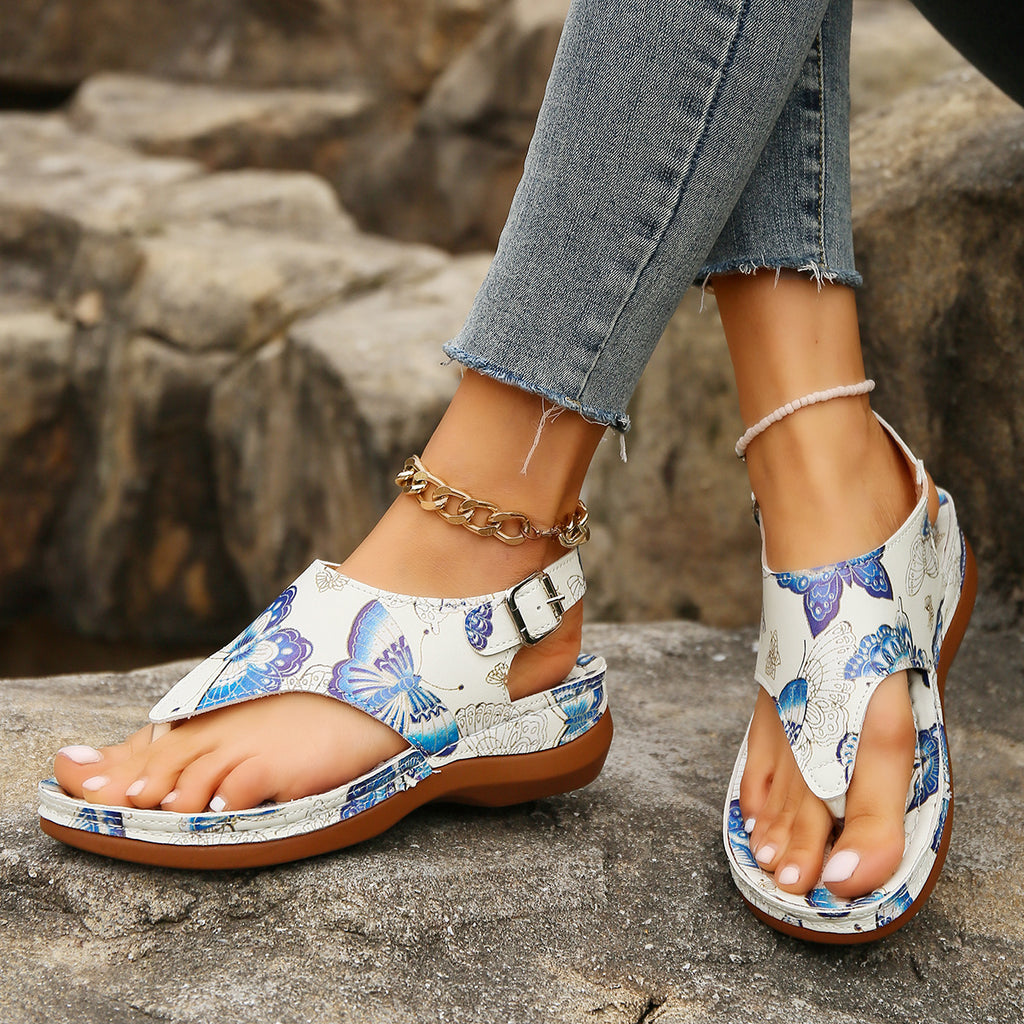 Keilsandalen mit Blumen-Detail | LuxeStyle