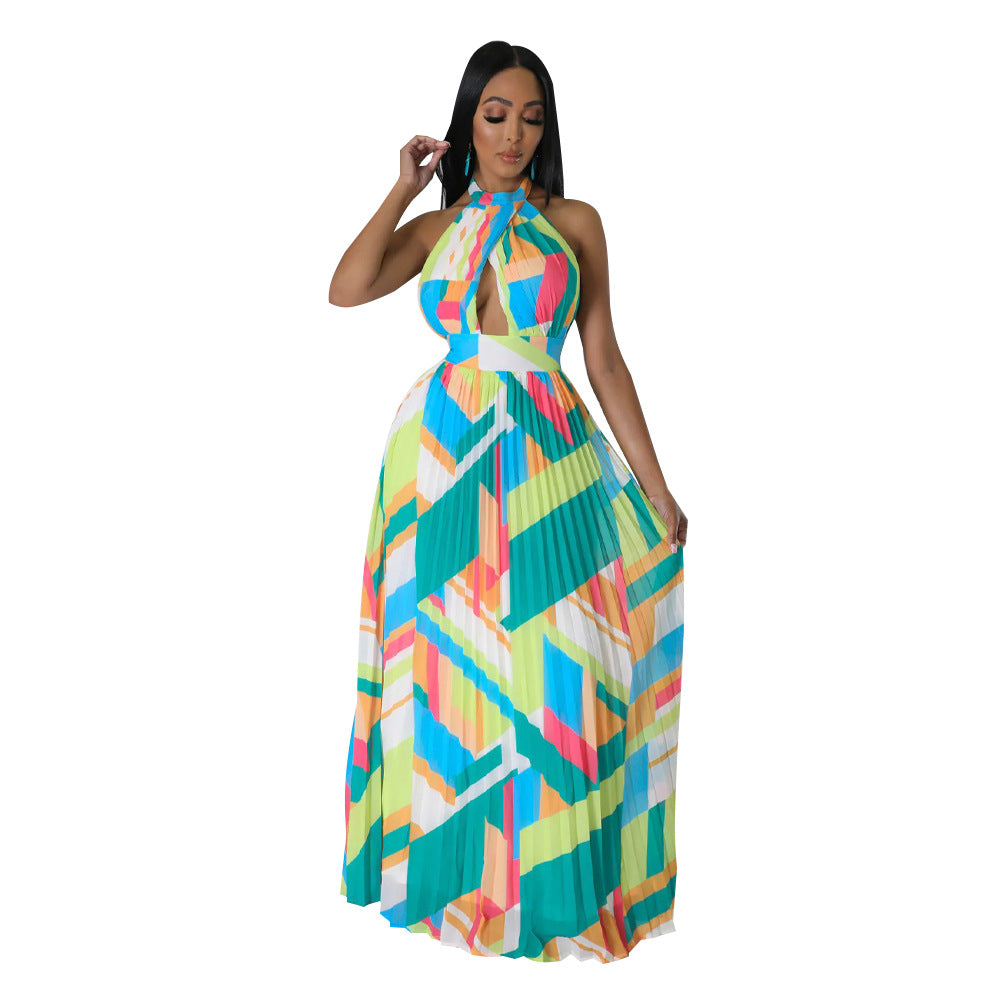Neckholder Plissee Maxi-Kleid mit Rückenausschnitt – Bild 10 | LuxeStyle