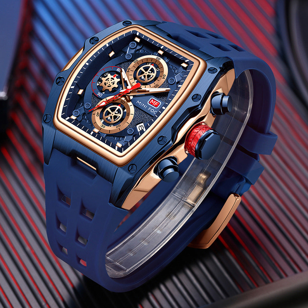 Sport Chronograph Herrenuhr mit Silikonarmband – Bild 7 | LuxeStyle