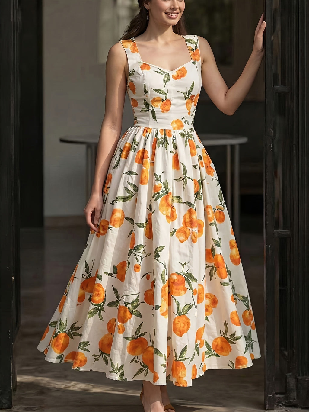 Ärmelloses Maxikleid mit Fruchtmuster – Bild 6 | LuxeStyle