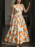Ärmelloses Maxikleid mit Fruchtmuster – Bild 6 | LuxeStyle