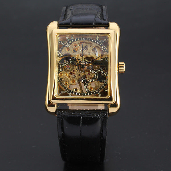 Goldmechanische Uhr mit Lederarmband | LuxeStyle