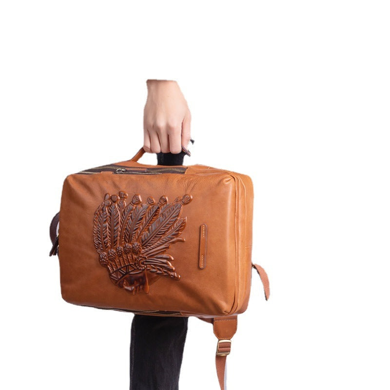 Rindsleder-Rucksack für Herren im Retro-Stil